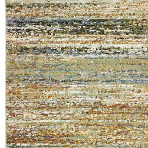 2' X 8' Gold And Slate Abstract Runner Rug